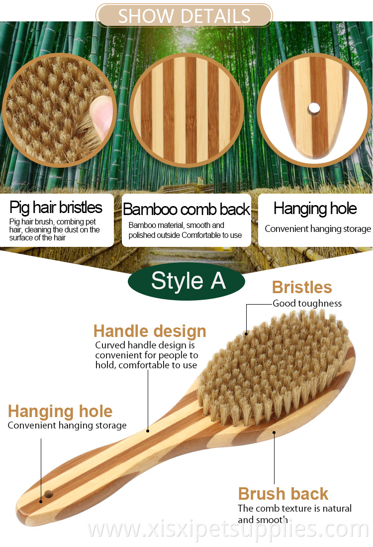 Factory Wholesale Three Style Bamboo Wooden Long Pin Cat Bristle Brush Pet Dog Massage Grooming Brush